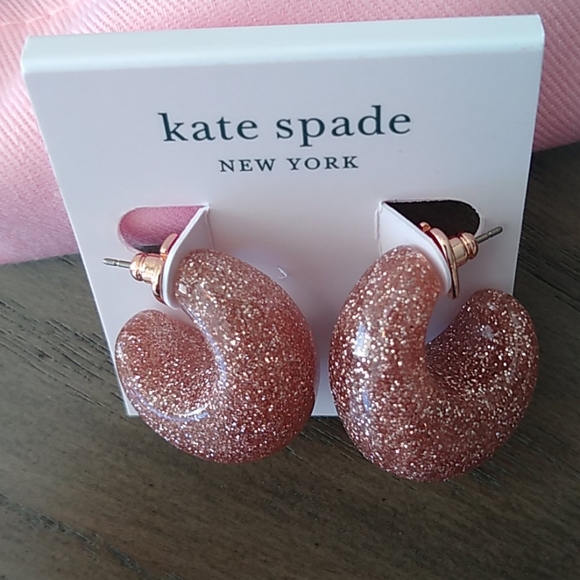 NEW Kate Spade Glitter Huggie Earrings in Gold - Picture 7 of 8